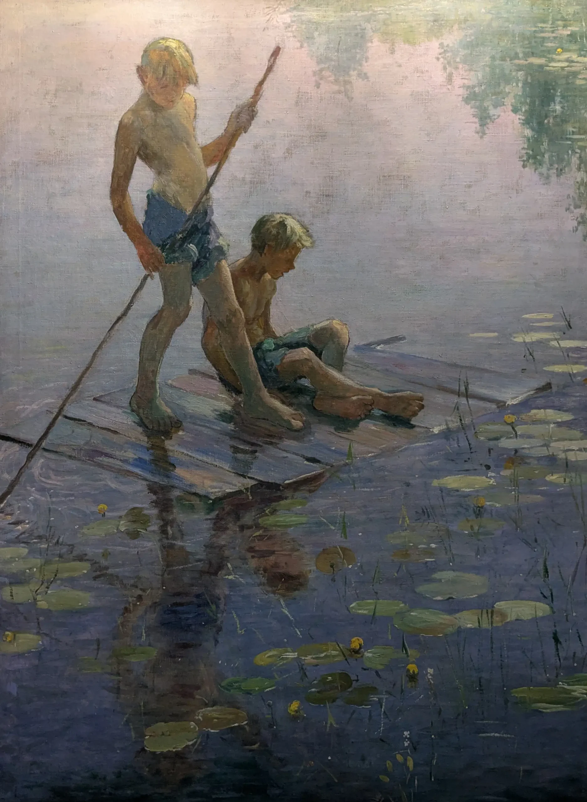 Adam Emory Albright (American 1862-1957), The Raft, 1895, Oil on canvas. From the collection of John and Susan Hainsworth