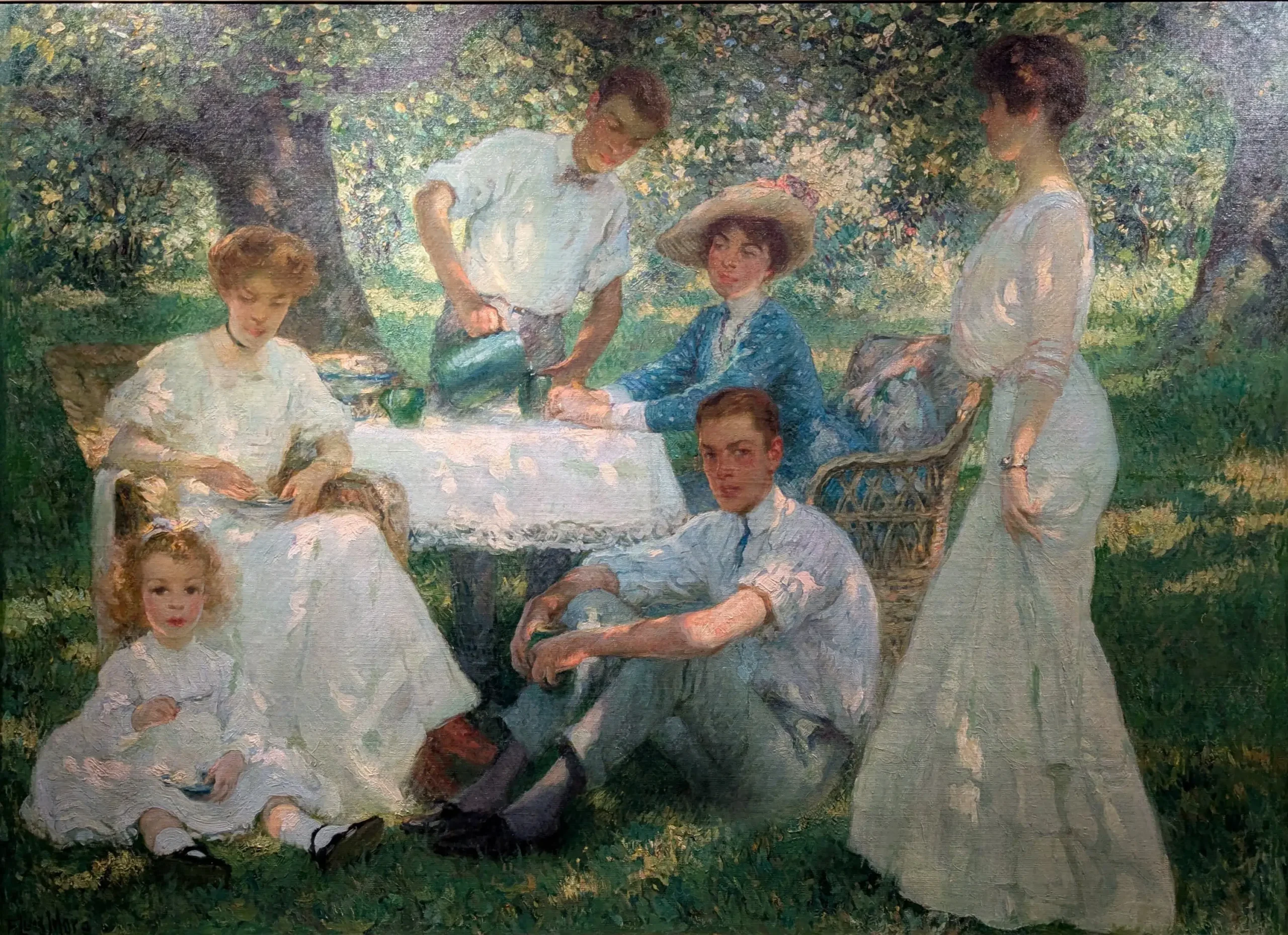 F. Luis Mora (American,1874-1940), Shadows in the Orchard, 1910, Oil on canvas. From the collection of John and Susan Hainsworth